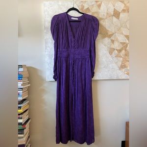 Zara Midi Jacquard Dress purple w. button details